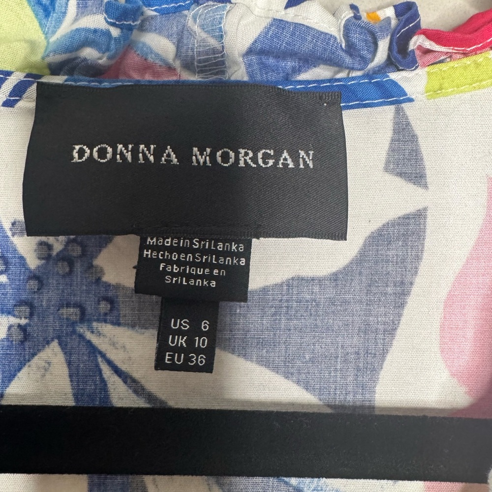 Donna Morgan women's 6 midi floral artsy dress cocktail office tropical - Picture 6 of 6